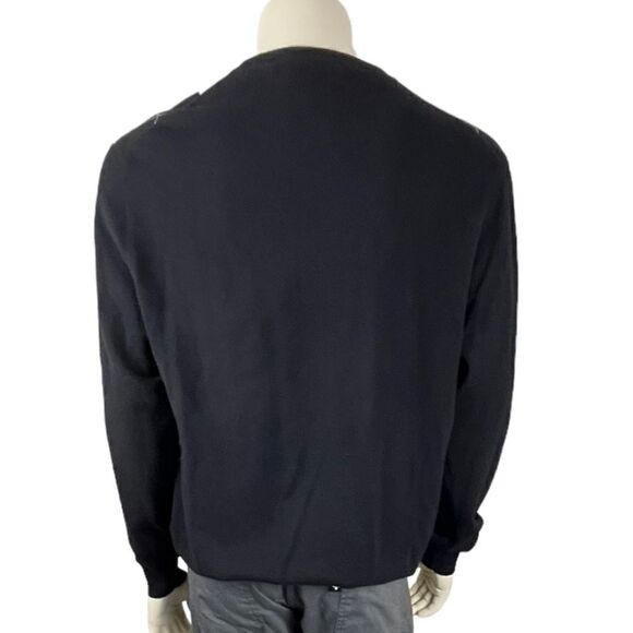 Alan Flusser V-Neck Argyle Sweater 100% Cashmere Size L Like New Condition - Picture 10 of 10